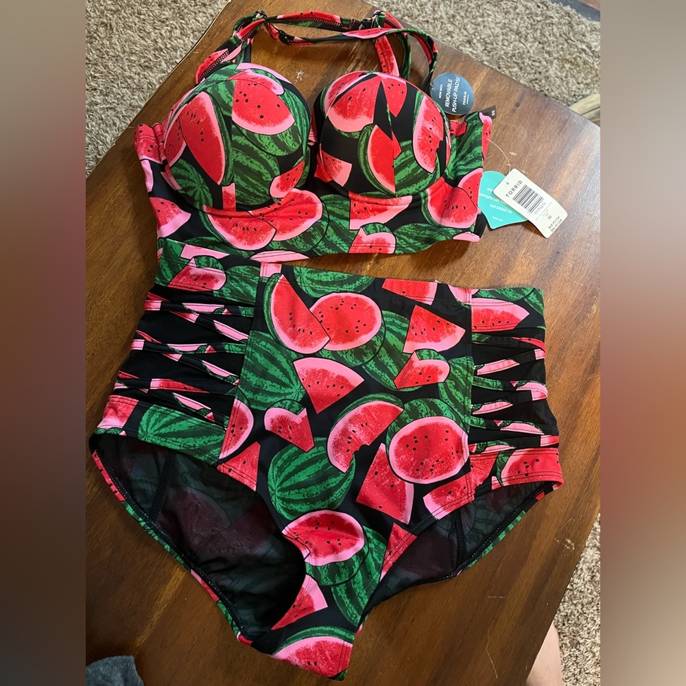 NWT vixon torrid 00 bikini with extra push up (removable) watermelon summer fun